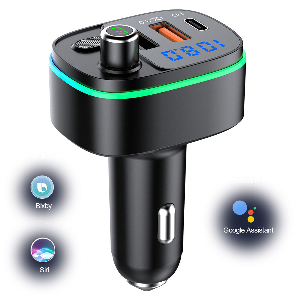 Bluetooth FM Transmitter Car Adapter QC3.0 PD 20W USB Charger FM Radio Handsfree