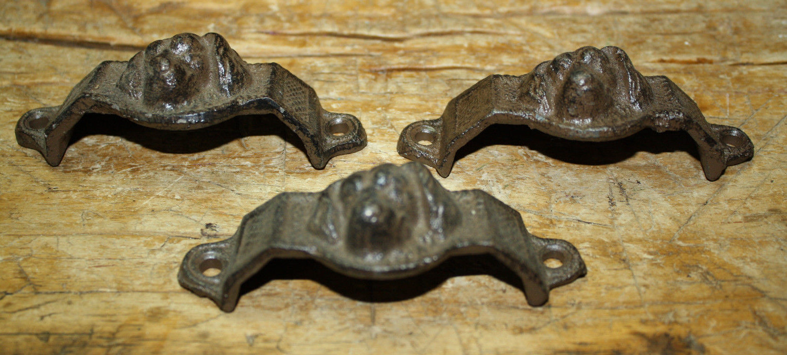 2 Cast Iron Antique Victorian Style DOG Drawer Pull, Barn Handle, Door Handles