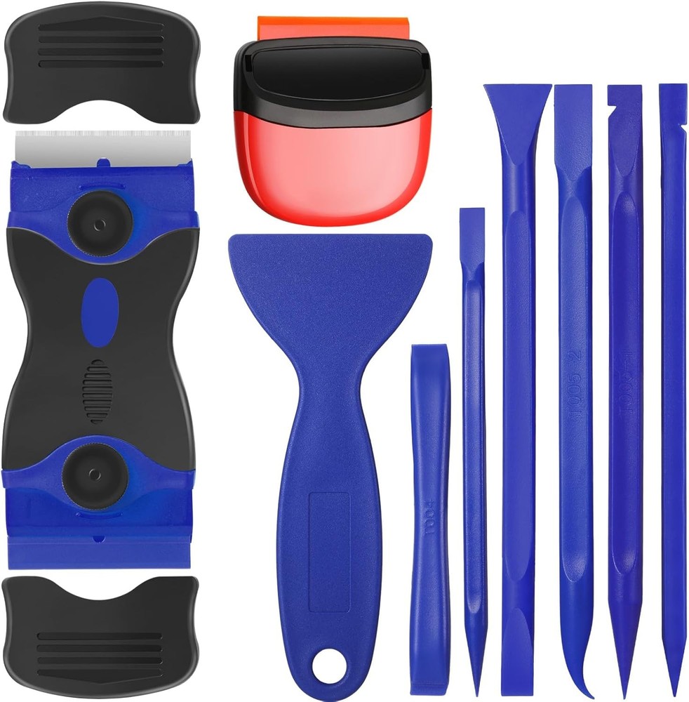 Tallew 9 Pcs Plastic Scraper Tool Sticker Plastic Razor Blade Scraper Plastic Pi