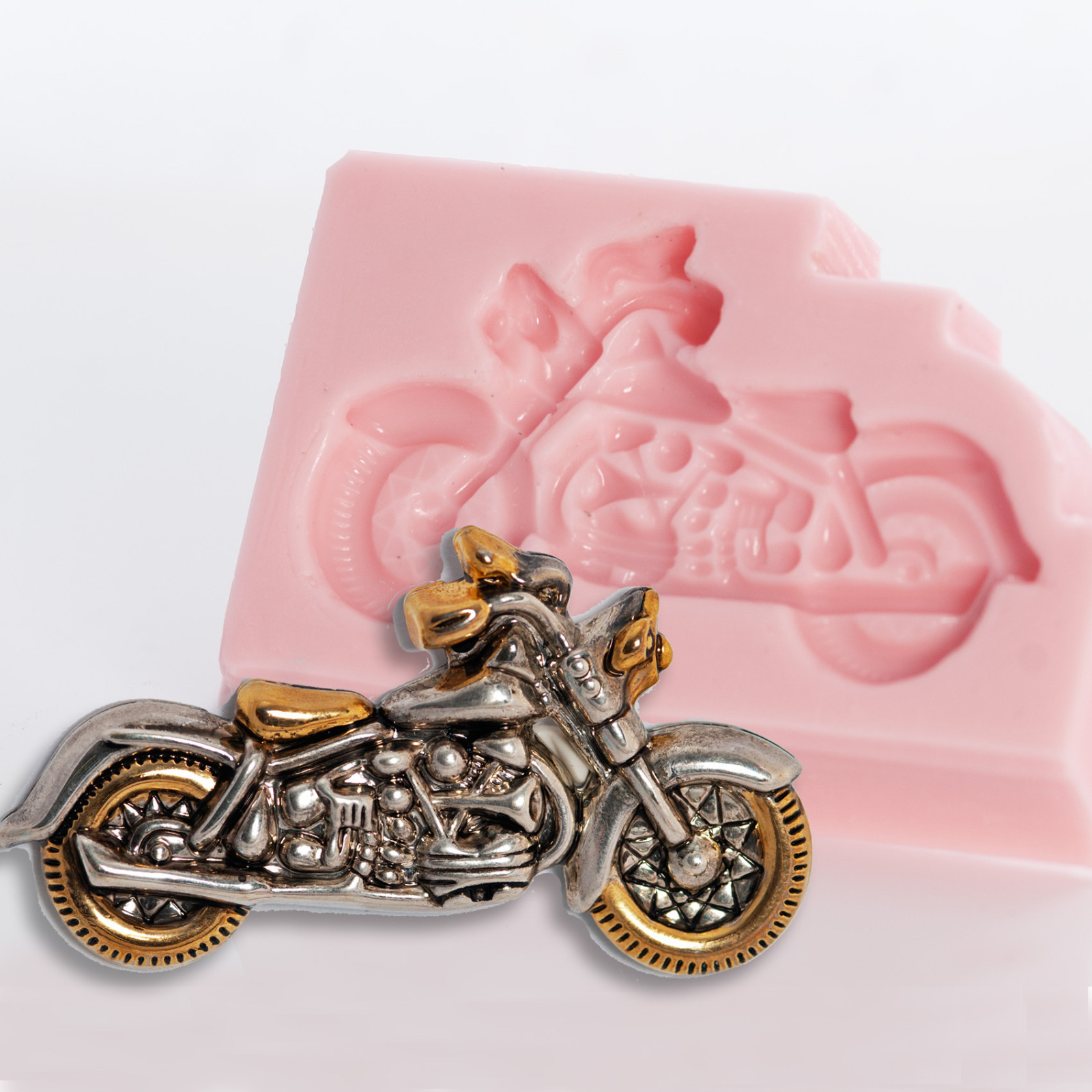 Motorcycle Silicone Mold, chocolate, fondant, polymer clay, soap, wax mold (816)