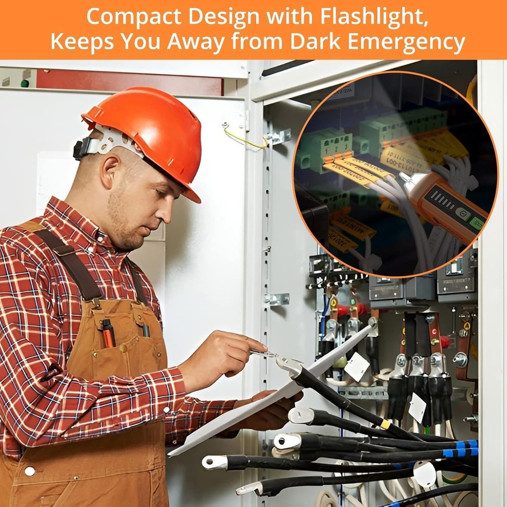 Professional Non-Contact Voltage Tester 12-1000V, Beeper & Flashlight Function