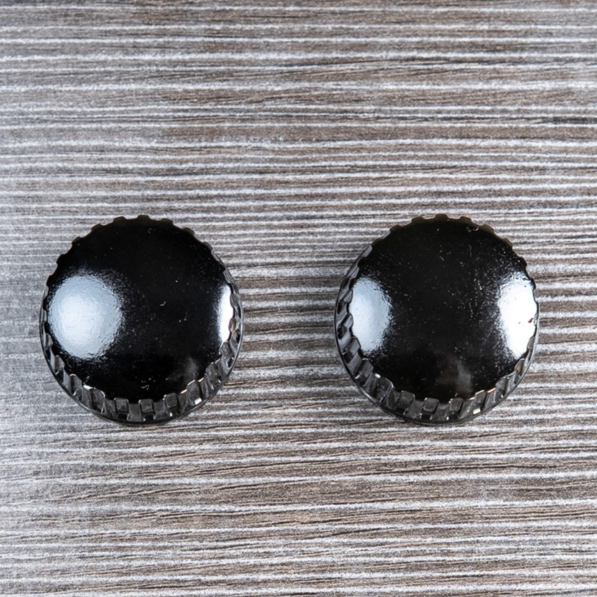 Black Bakelite Knobs / RADIO / Other  1950s-60s 2pc  1/4" Opening w/ Set Screw