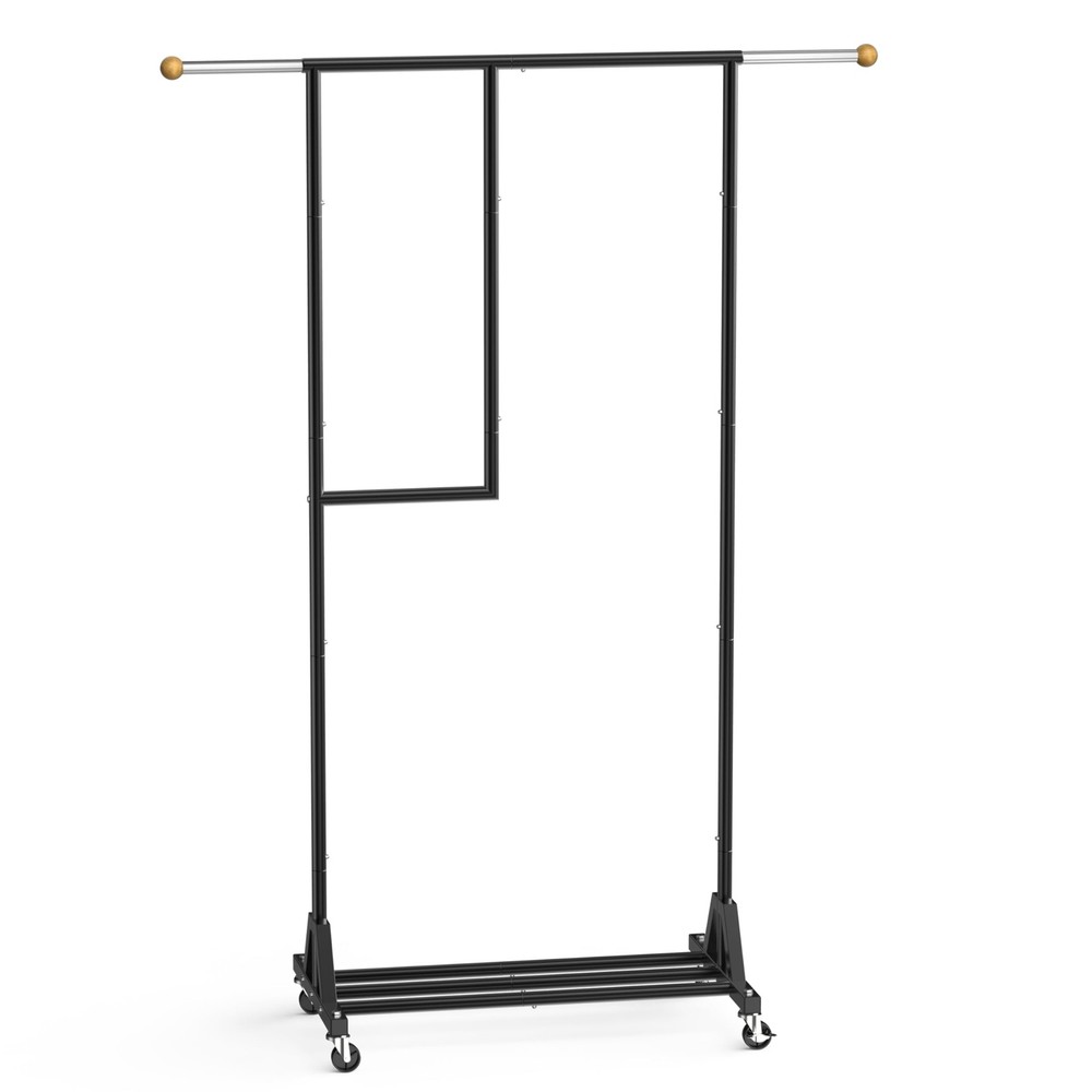 Rolling Clothing Rack with Bottom Storage Shelf & lockable Casters, Multi-tie...