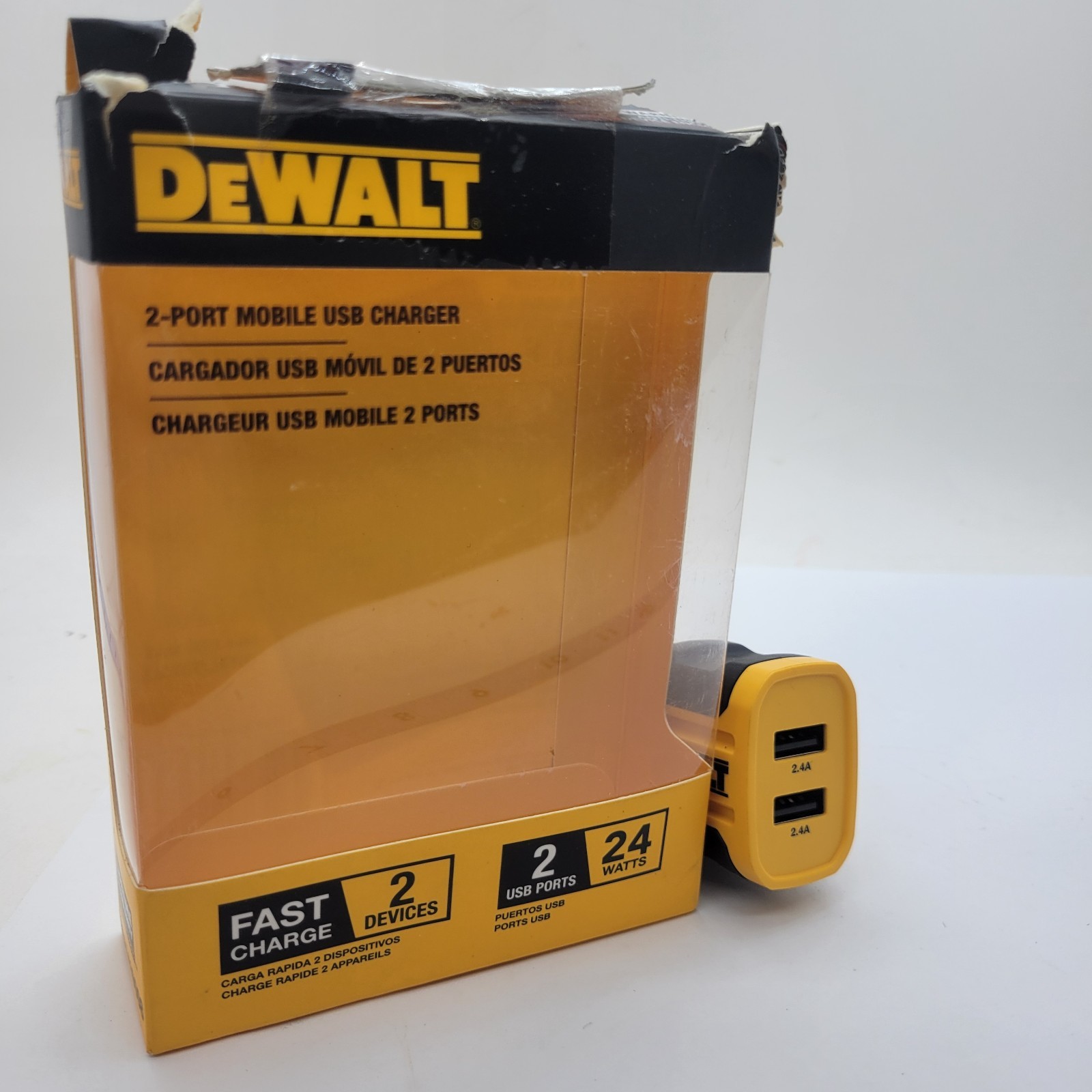 DeWalt 2 Port USB Charger 24 Watt 2-Port FAST CHARGE (DXMA1419008)