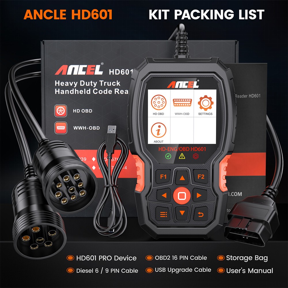 ANCEL HD601 Heavy Duty Truck Scanner Diagnostic Tool Code Reader Reset DPF ABS