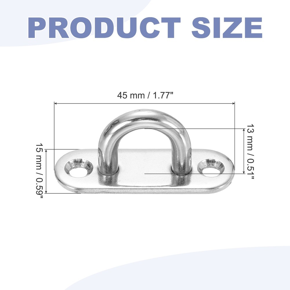 2Pcs M5 Eyelet Bracket Set Elliptic Hook Plate and Hook, Silver