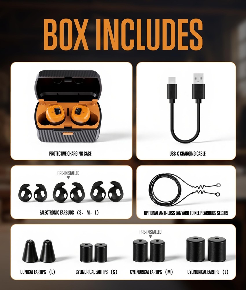 GLORYFIRE Shooting Ear Protection Earplugs, Bluetooth Hearing Prote... Fast Ship