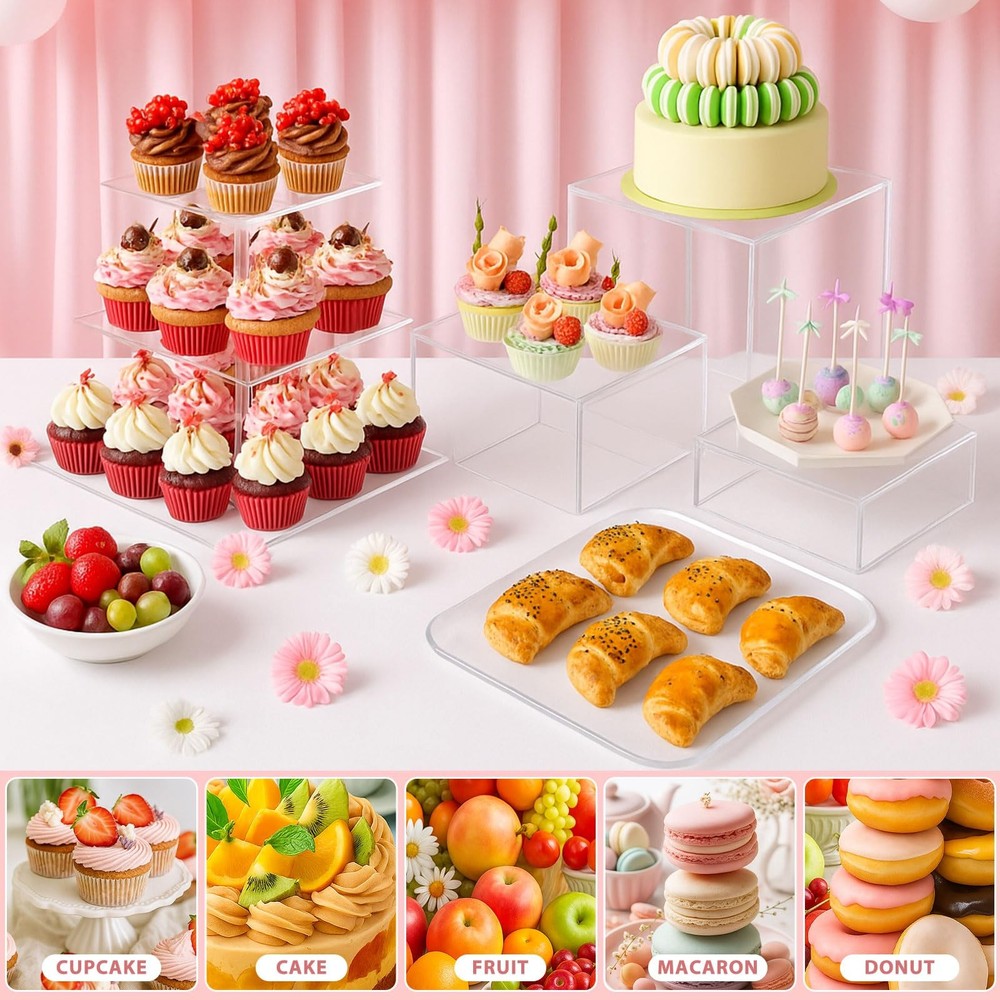 11 Pack Dessert Table Display Set Risers Display Stands, 3 Pcs Buffet Risers,...