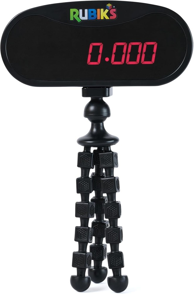 Rubik's Cube Mini Timer with Display Case and Stand for Speedcubing and Ages 8+
