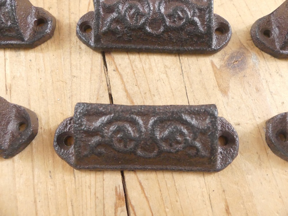 20 Cast Iron Brown Ornate Pulls Drawer Cabinet Handles Rustic Vintage Look Knobs