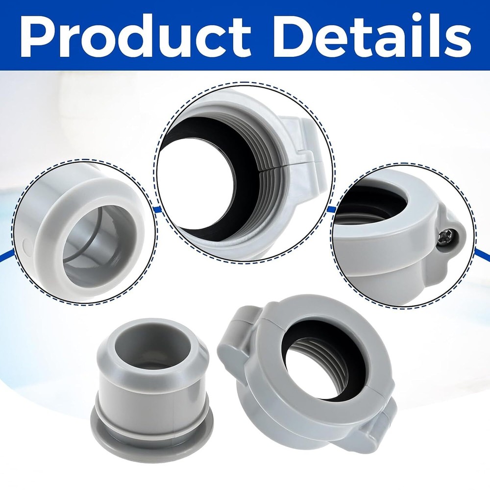 2PCS Replaceables Lay-Z-Spa B/C Water Pipe Grey Coupling Screw Nut Connector