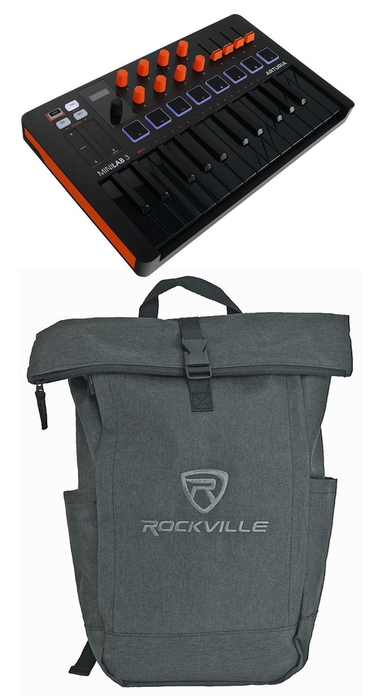 Arturia MINILAB 3 Orange 25 key MIDI USB Keyboard Controller+Backpack