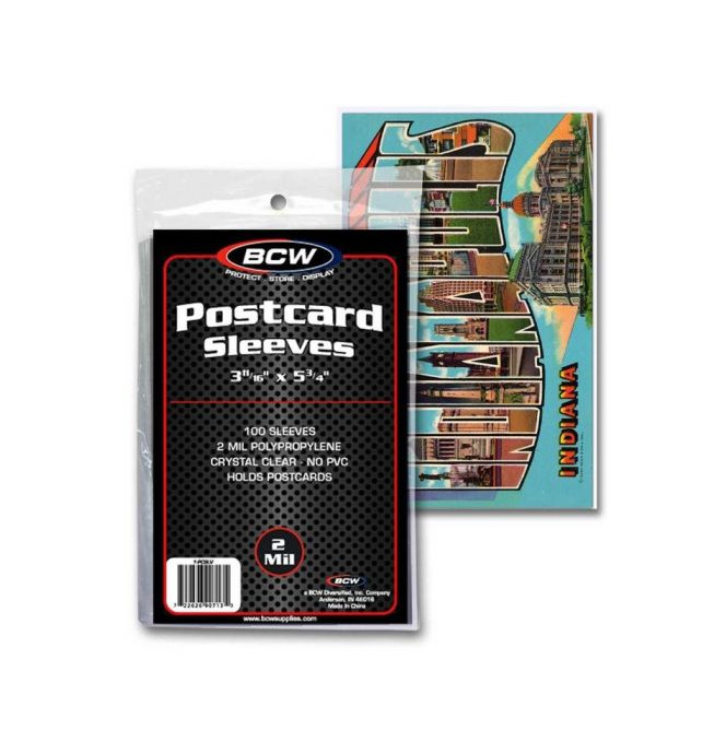 (Pack of 100) BCW Standard Size Postcard Sleeves Archival Quality No PVC 2 Mil