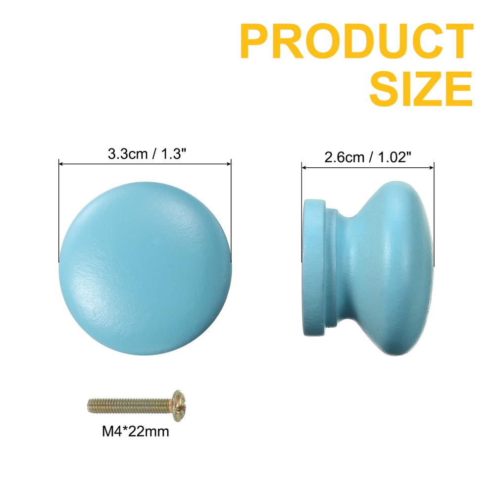 6Pcs Drawer Knobs, Round Dresser with Screw, Blue