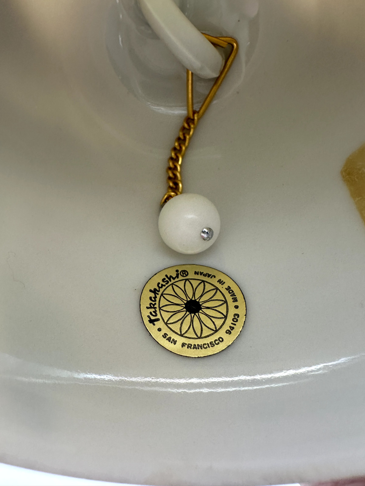 Vintage Japan Ceramic Ivory Bell Takahashi Cho-Cho Flowers Butterflies San Fran