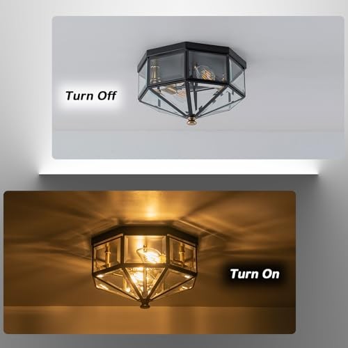 Flush Mount Ceiling Light Fixture, 2-Light Copper Outdoor Ceiling Normal