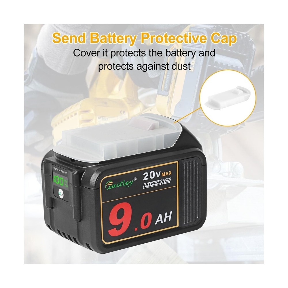 Waitley 2 Pack 20V 9.0Ah DCB209 Replacement Battery Compatible with DCB200 20...