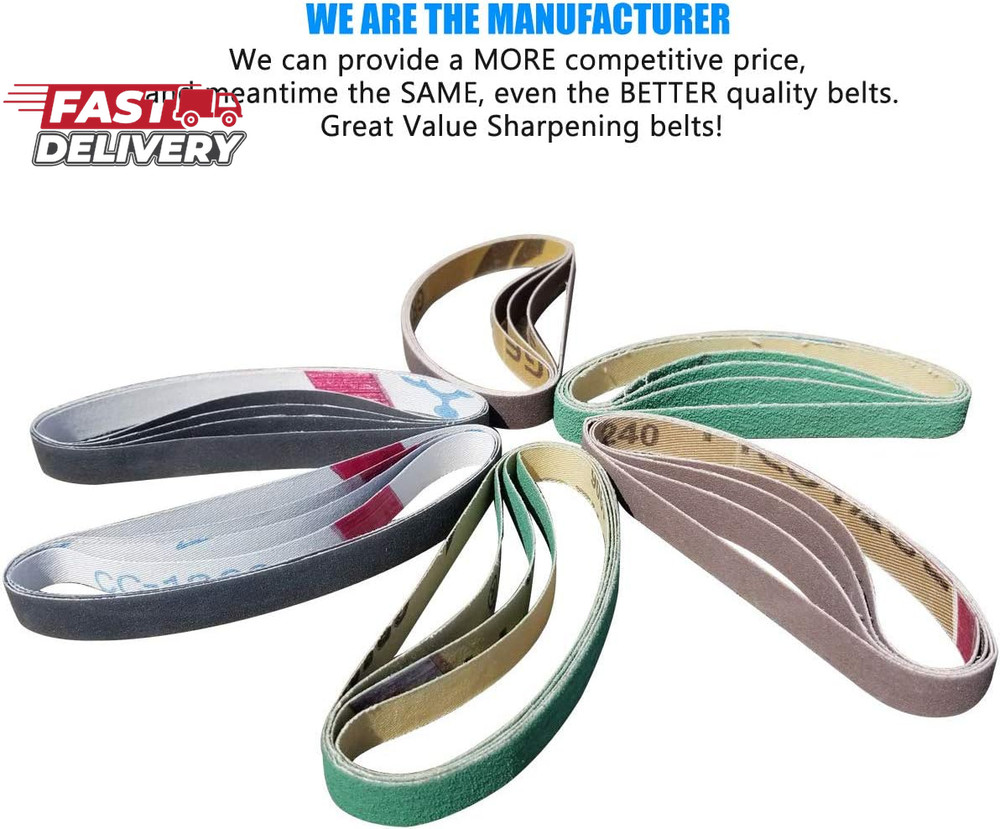 24 Pack 1/2" X 10" Replacement Knife Sharpener Sander Belt Kit for Work Sharp WS