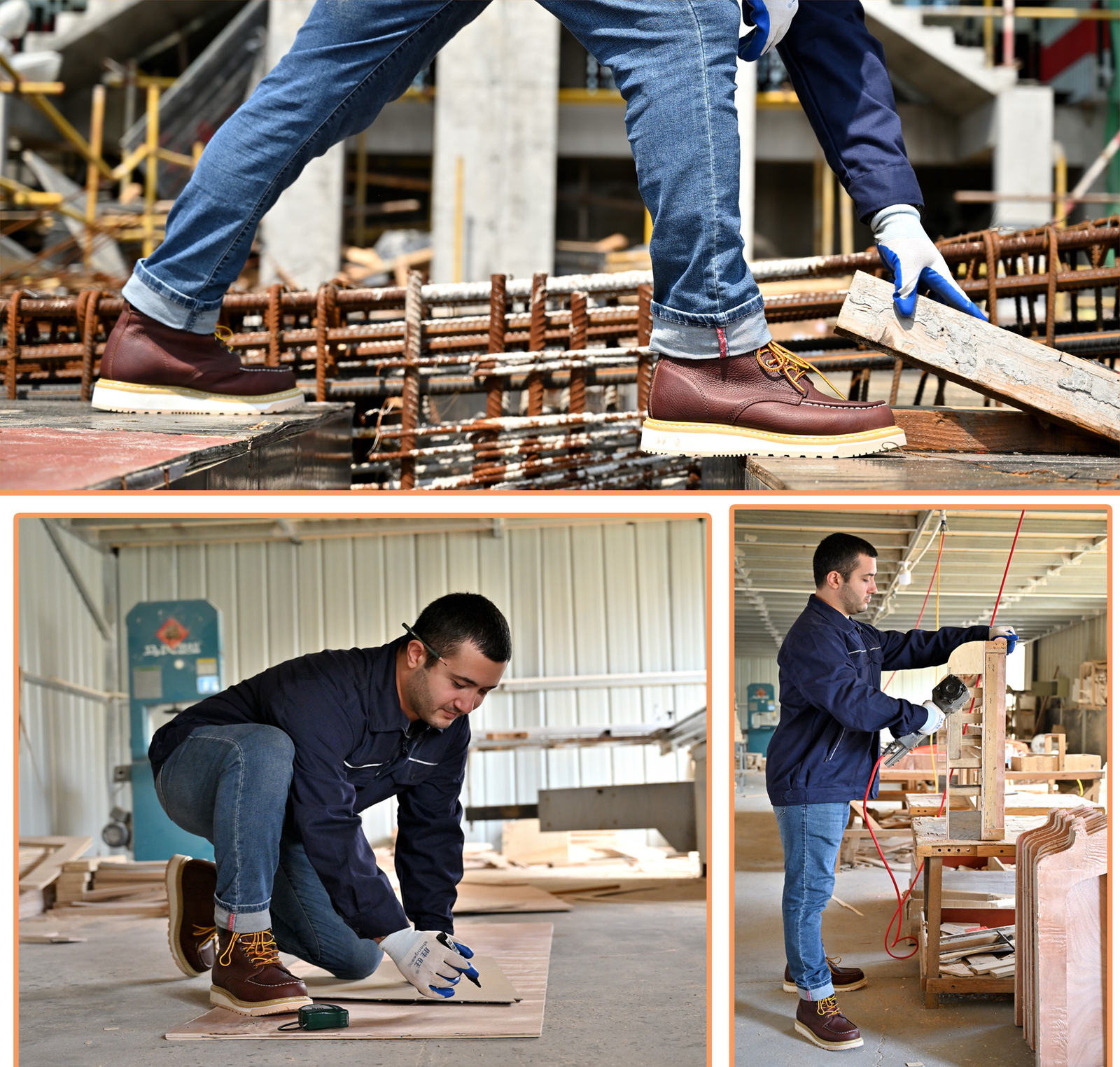 Mens Safety Work Boots 6 inch Soft Toe Wedge Sole Waterproof Shoes