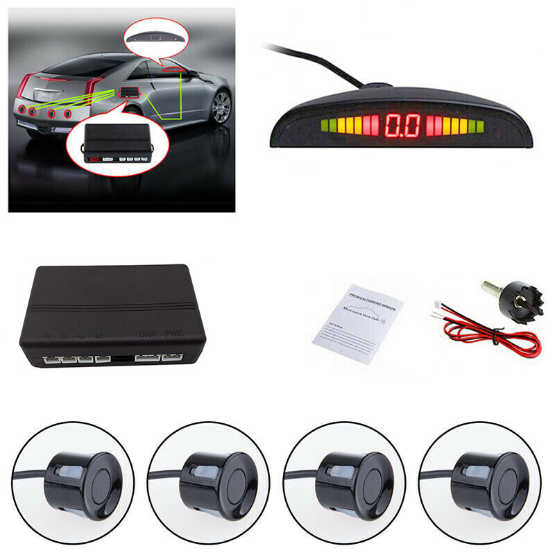 4 Sensors Parking Sensor Car Reverse with LCD Display Audio Buzzer Alarm kit USA