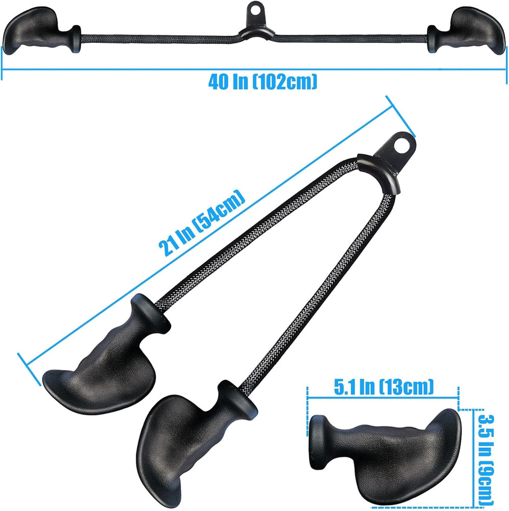 Ergonomic Tricep Rope Pull down Attachment, Gym Cable Attachment, Pull down Rope
