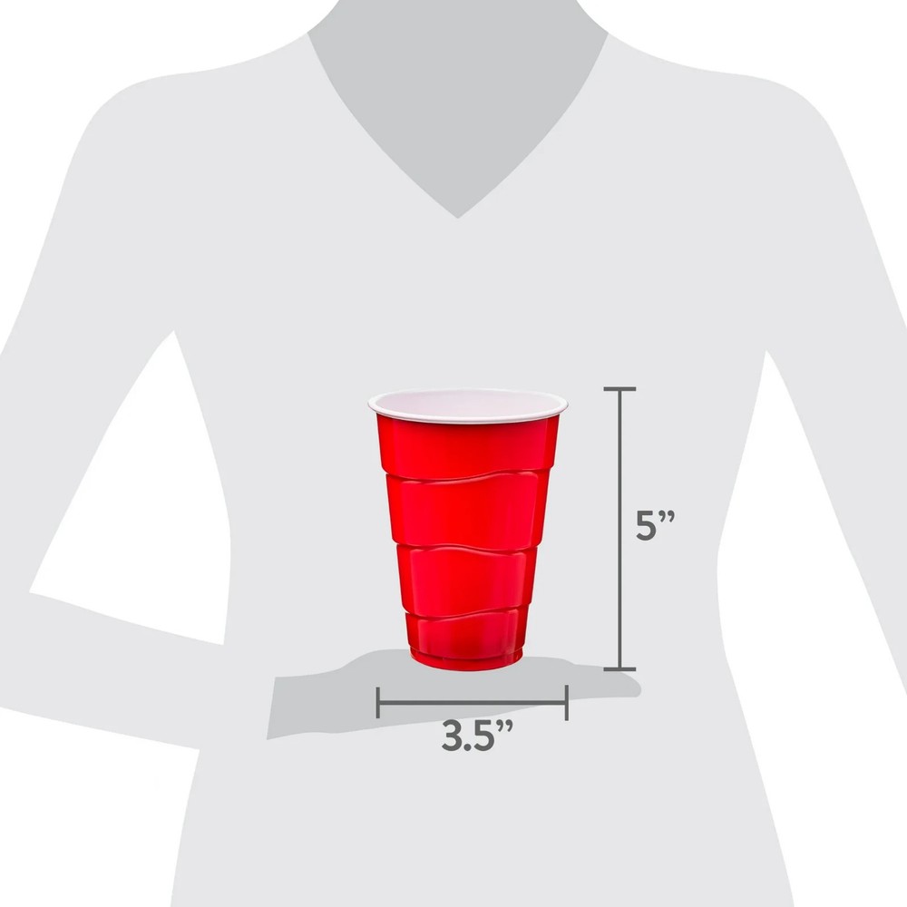 Great Value Disposable Plastic Party Cups, Red, 18 oz, 50 Count