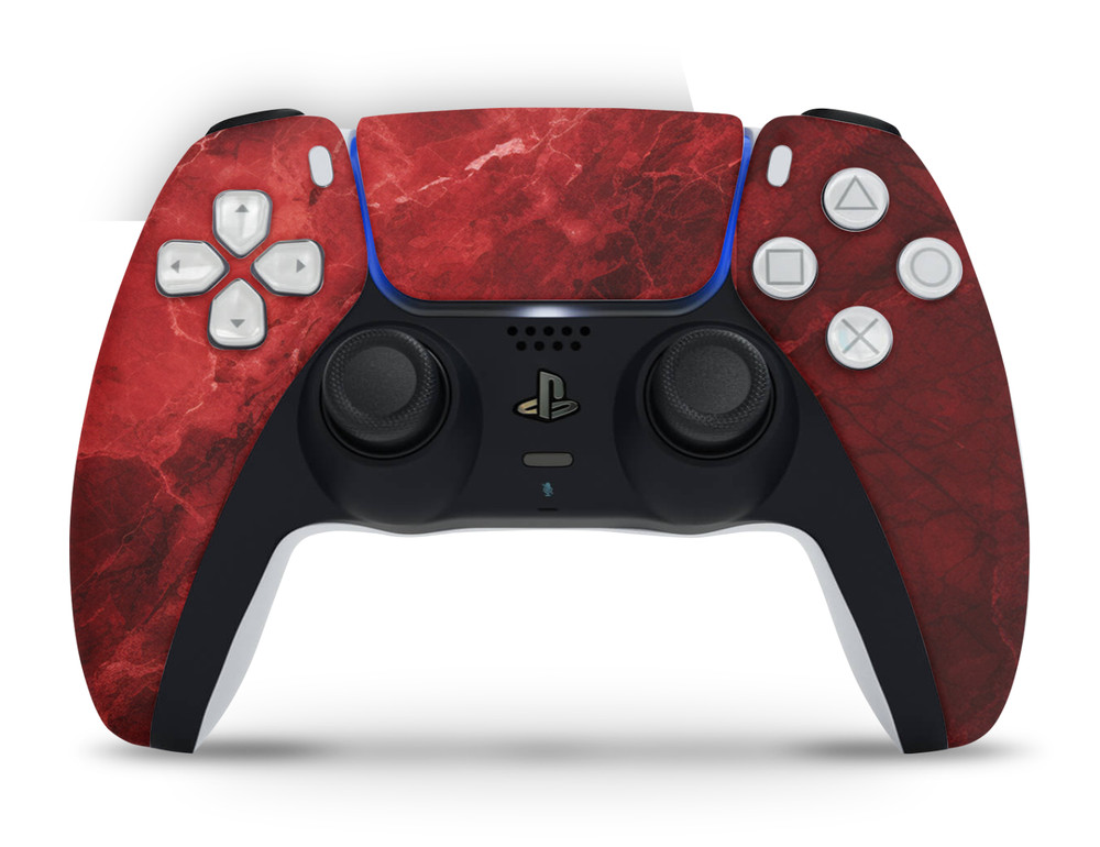 PS5 Disc Version Console & Controller Vinyl Skin Decal Wrap Red Marble