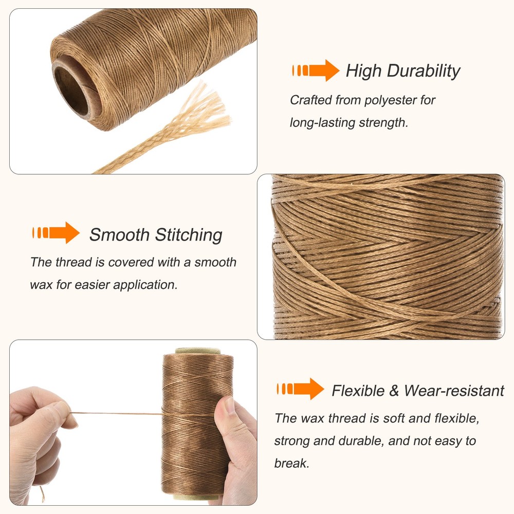 284 Yard 0.8mm 150D Flat Waxed Thread Polyester, Coffee