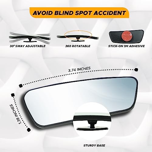 EcoNour Blind Spot Car Mirror (2 Pack) | Wide Angle for 3x Rectangle With Visor