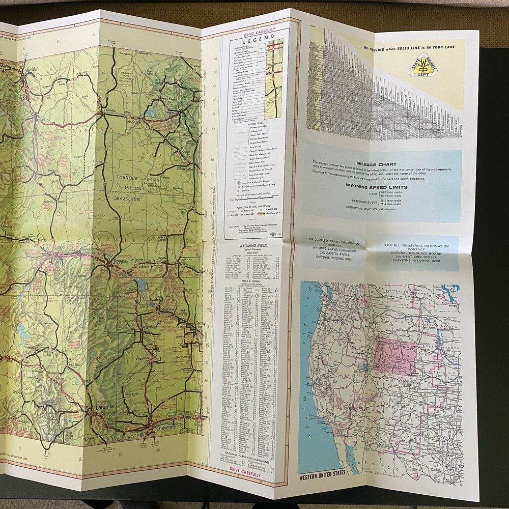 1969 WYOMING Official Highway Map