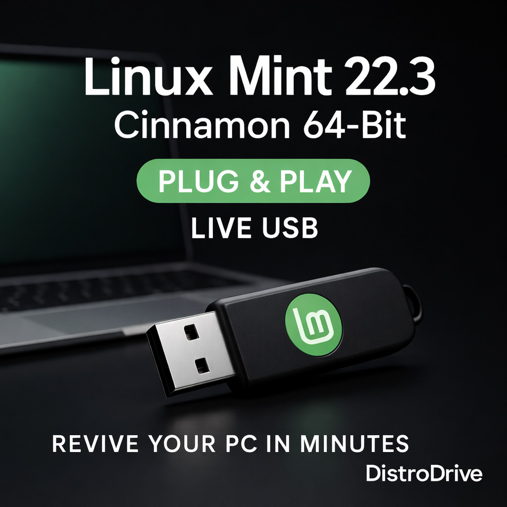 Linux Mint 22.3 Zena (64-Bit) Cinnamon Bootable USB Flash Drive Live + Install