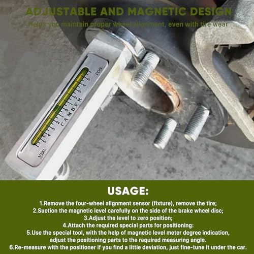 Adjustable Magnetic Gauge Tool, Camber Castor Strut Wheel Alignment Silver