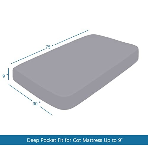 Cot Sheets 30" x 75" x 9", 4 Piece Cot Sheet Set (2 Pack), Cot (2 Pack) Grey