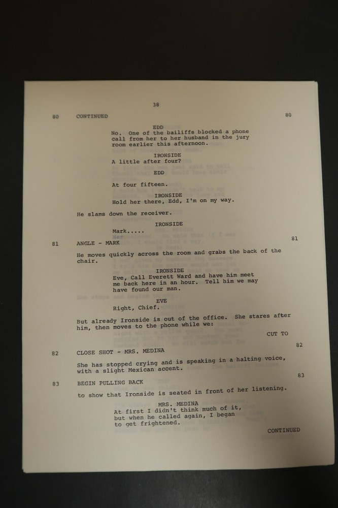 Ironside Deadlock Original TV Script Stephen J. Cannell Screenplay Sept. 1970