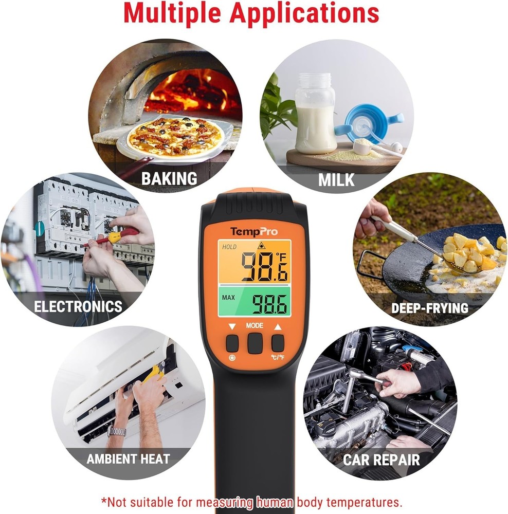 Versatile Laser Thermometer Gun - Temp Range -58 to 1022℉