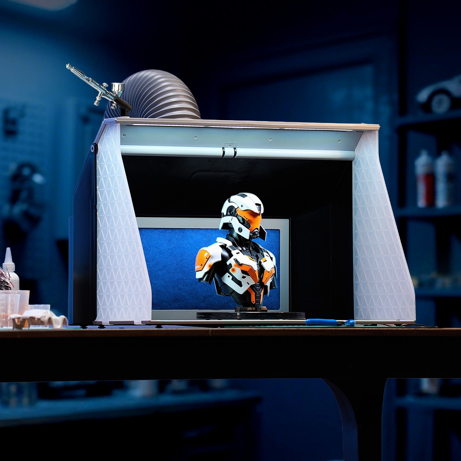 VEVOR Airbrush Spray Booth Hobby Paint Spray Booth with Dual Fans 3 LED Lights