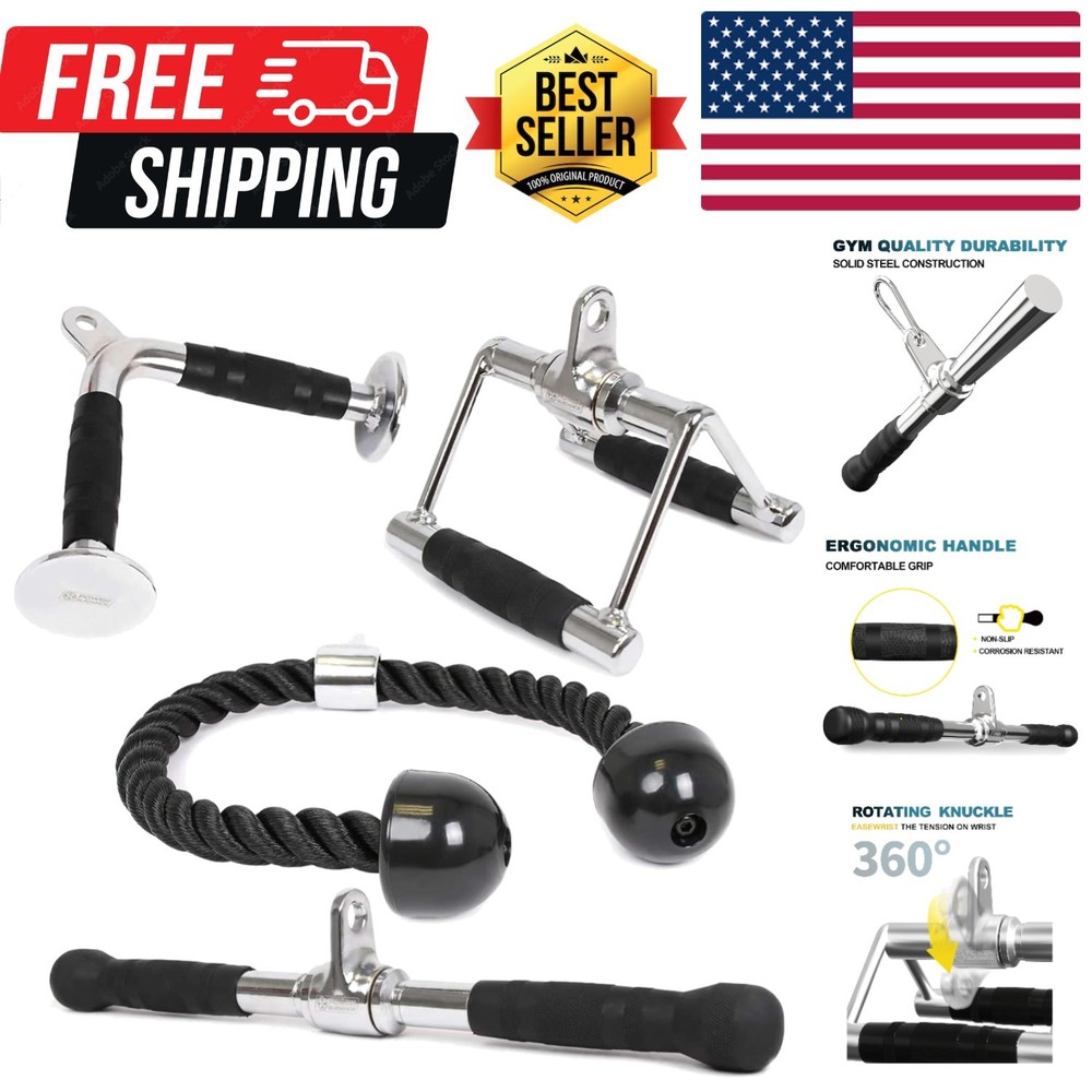 Triceps Pull Down Attachment, Cable Machine Accessories for Home Gym, Lat Pul...