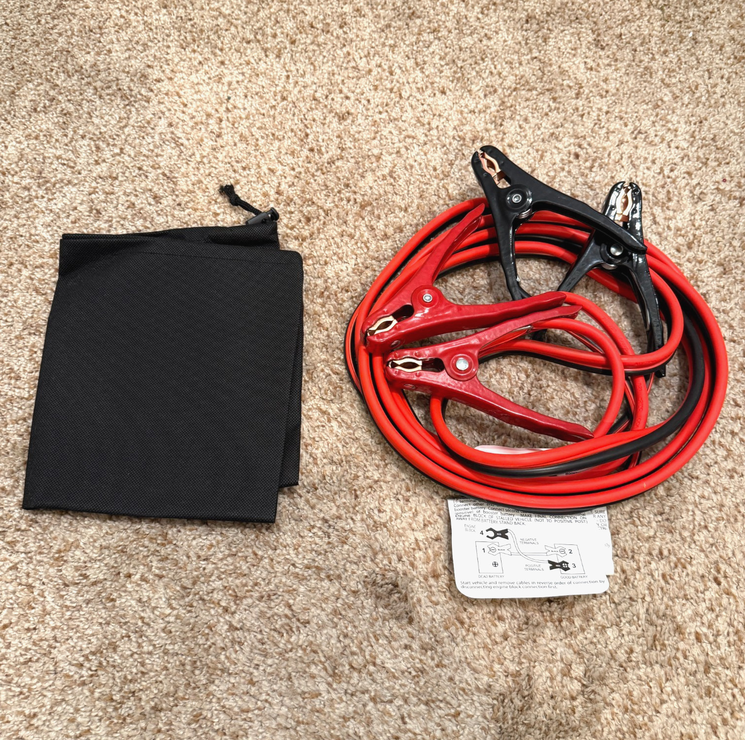 Ever Start PLUS 12 Foot Heavy Duty Booster Cables, Jumper Cables, 8 Gauge w/ Bag