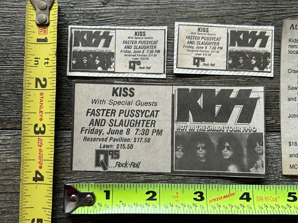 KISS Concert Ad Advert Hot In The Shade Tour Indiana Jun 8 1990 Lot Vintage Kiss