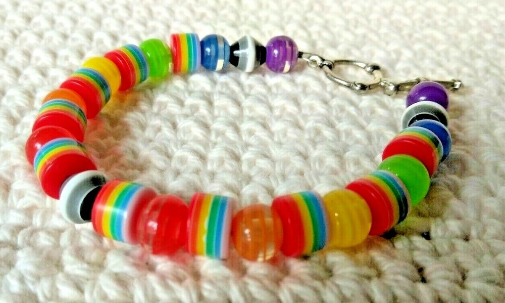 Bracelet / Rainbow Beaded Bracelet