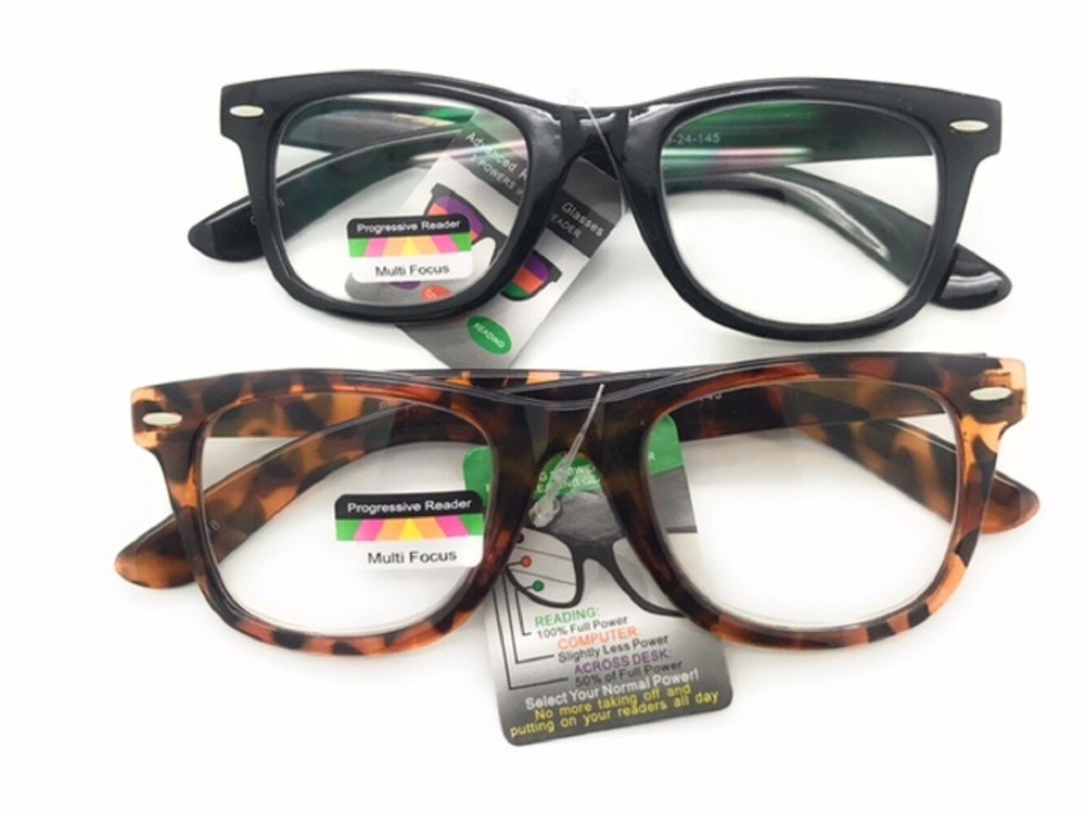 Multi Focus Progressive Reading Glasses 3 Powers in 1 Reader Rectangular