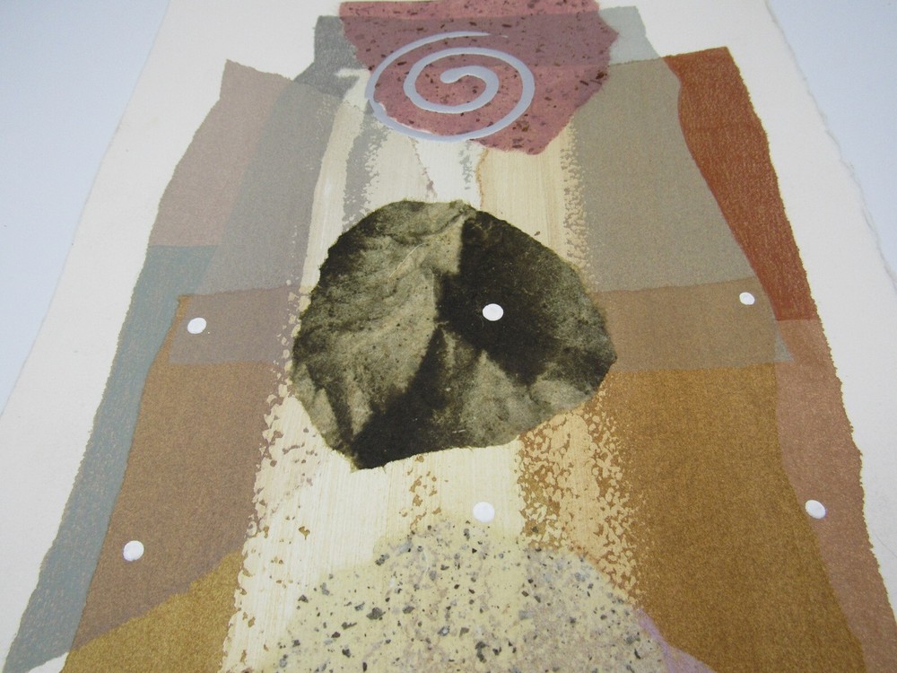 Signed 1998 PG Gravele mixed media abstract postmodern composition 10x15"