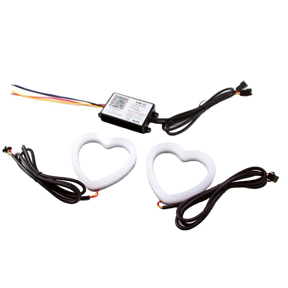 APP control Car RGB Heart LED Angel Eyes Halo Rings Headlight DRL Light Retrofit