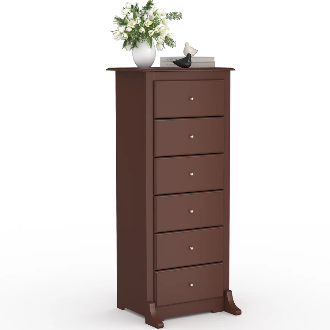 6 Drawer Chest Dresser Clothes Storage Bedroom Wood Tall Furniture Cabinet Brown