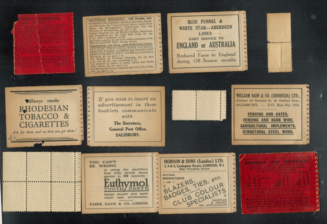 1933 RHODESIA 3sh RED FIELD MARSHALL BOOKLET part panes EXPLODED scans RARE