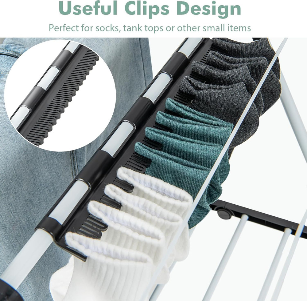 2-Tier Adjustable Laundry Drying Rack, Foldable & Freestanding for Indoor/Outdoo