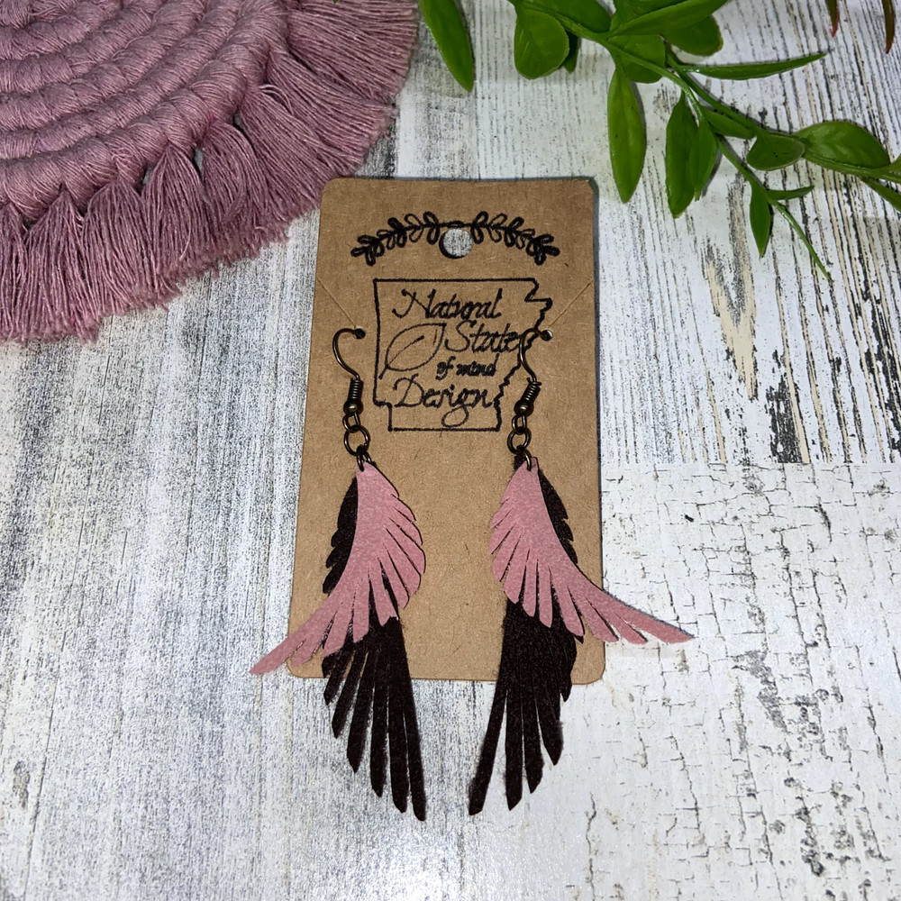 Handmade Boho Felt Feather Dangle Earrings