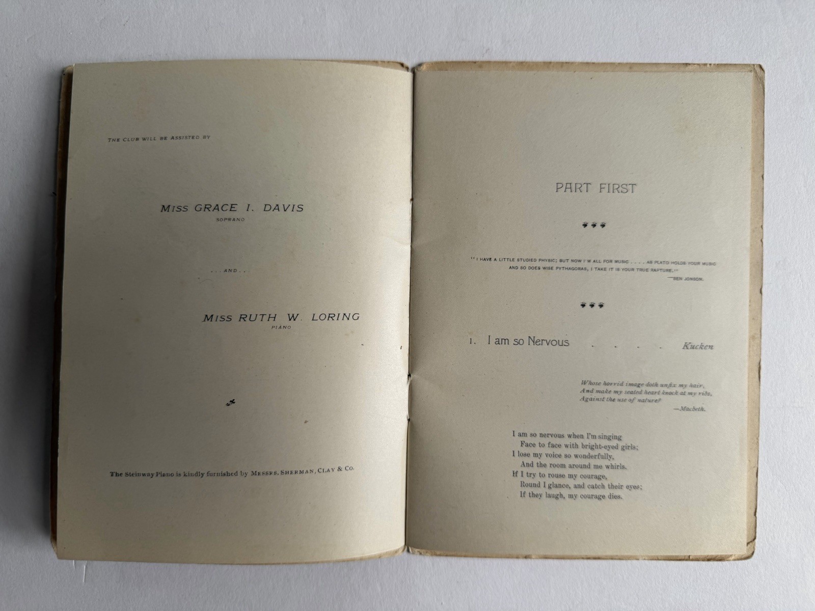 Antique 1902 Program Playbill Loring Club San Francisco Hiawatha & Minnehaha