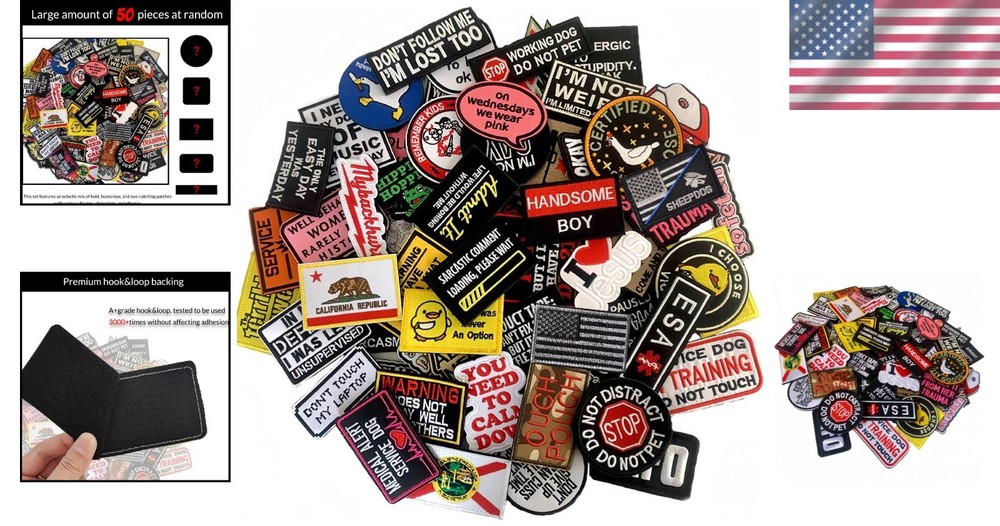 Unique 50-Piece Embroidered Patch Assortment