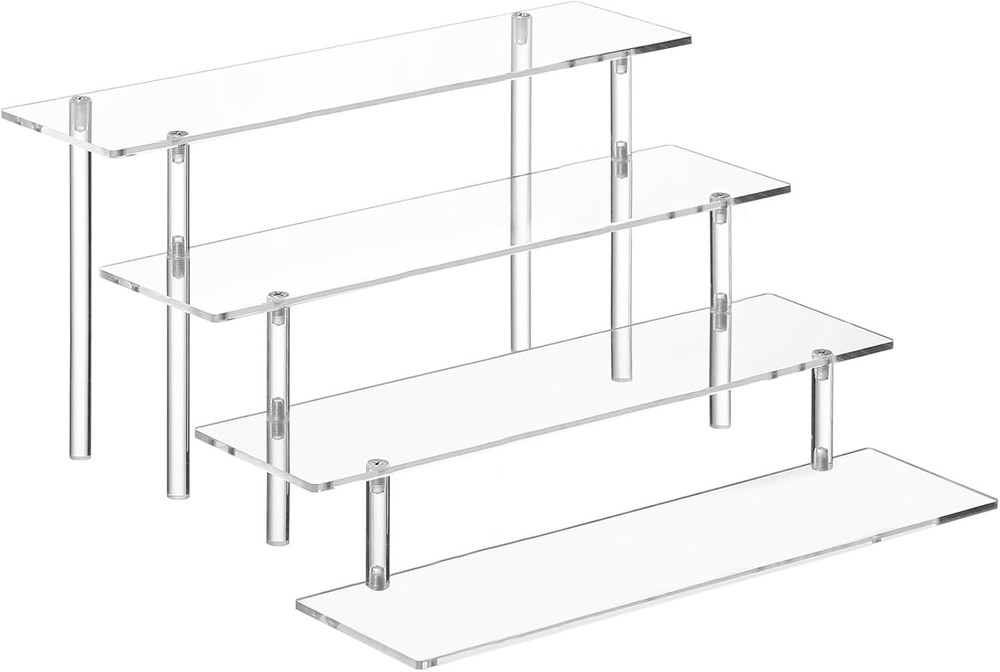 Acrylic Display Risers,Clear Display Risers Stand Small Mini Shelf 4 Tiered Cupc